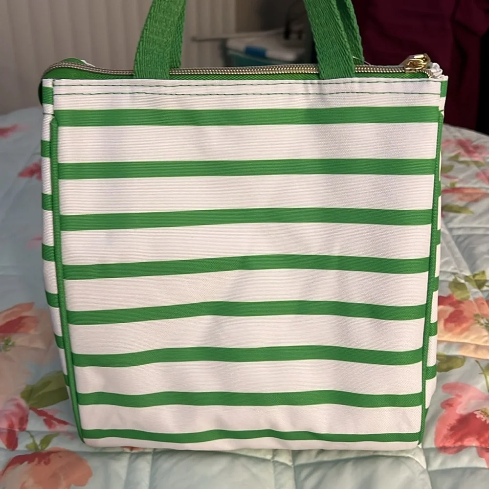 Kate Spade Green and White Striped Tote - Picture 2 of 7